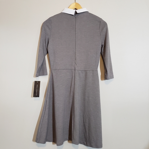 French Connection White Peter Pan Collar Grey Size 6 Dress Fit and Flare - Picture 4 of 9